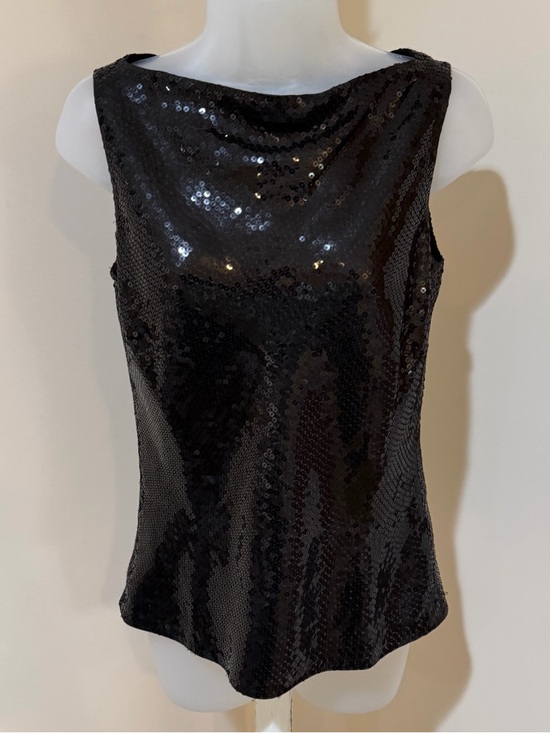 Ann Taylor Tops - NEW BEAUTIFUL ANN TAYLOR BLACK SEQUIN BOAT NECKLINE SLEEVELESS TOP SIZE 0